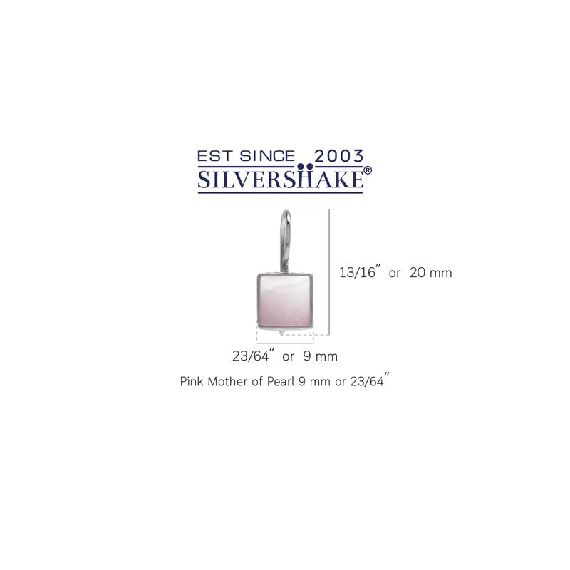 Silvershake 9 mm Square Pink Mother Of Pearl Shell Inlay 925 Sterling Silver Basic Hook Lock Earrings - Image 3